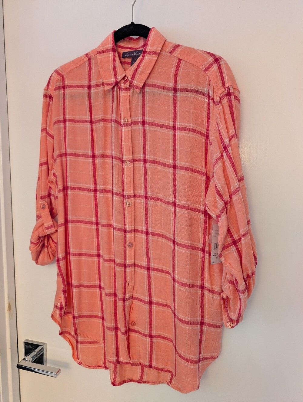 Coral Crush Sonnet Plaid Gloria Vanderbilt Amanda Shirt